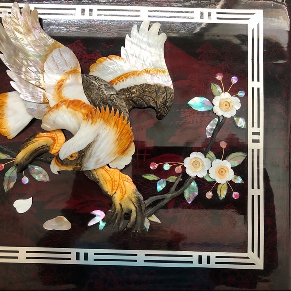 Stunning Vintage Asian Carved Eagle Abalone Inlay Photo Album - Picture 5 of 16